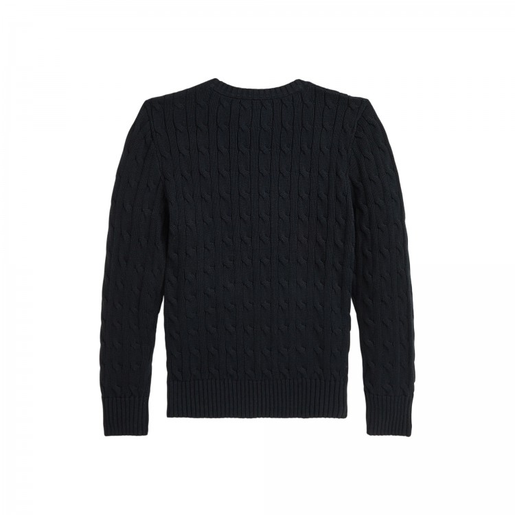 RALPH LAUREN Maglione nero a trecce bambini