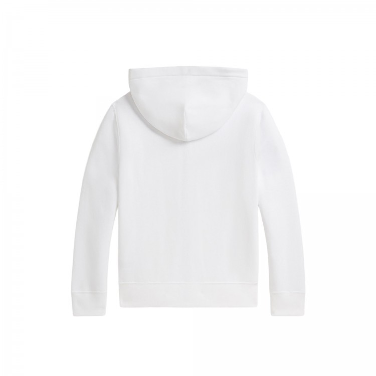 RALPH LAUREN Felpa bianca full-zip con cappuccio bambini