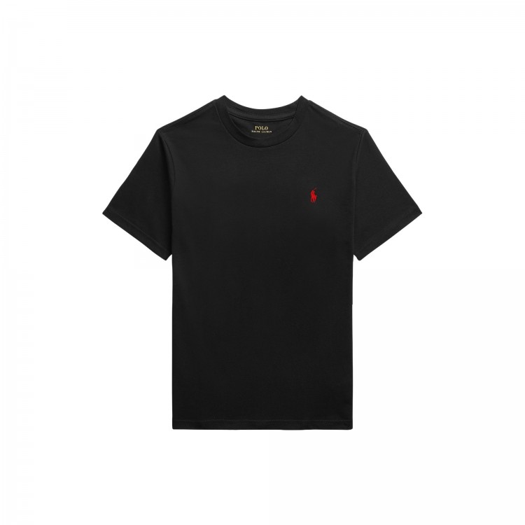 RALPH LAUREN T-shirt nera Pony rosso bambini
