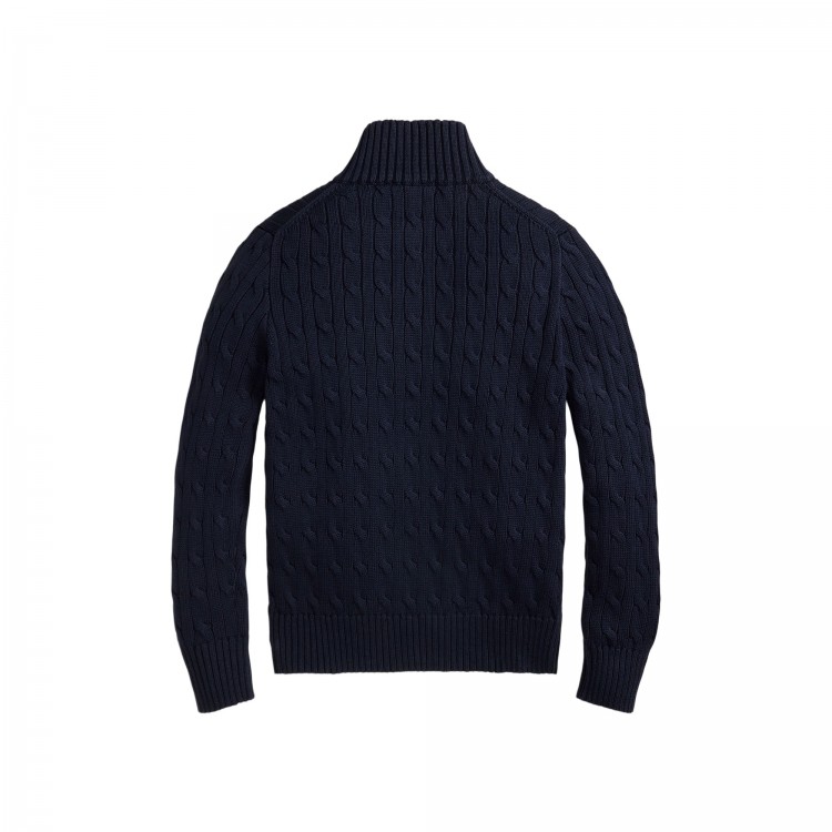 RALPH LAUREN Maglia blu navy mezza zip bambini
