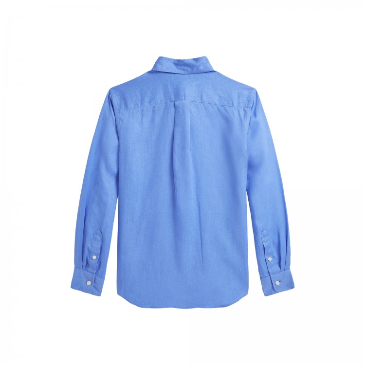 RALPH LAUREN Camicia azzurra in lino bambini