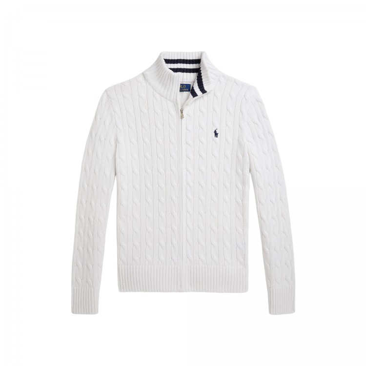 RALPH LAUREN Maglione bianco full-zip bambini