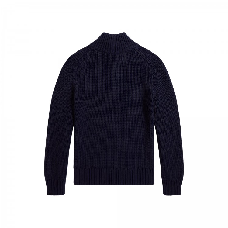 RALPH LAUREN Maglia blu navy mezza zip bambini
