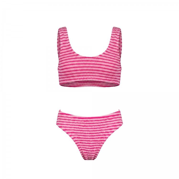 SAINT BARTH Bikini rosa crinkle a righe bambina
