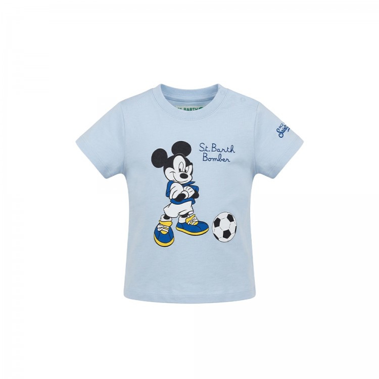 SAINT BARTH T-shirt celeste stampa Topolino bambino