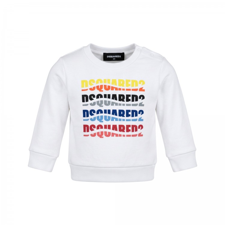 DSQUARED Felpa in cotone bianca per neonato