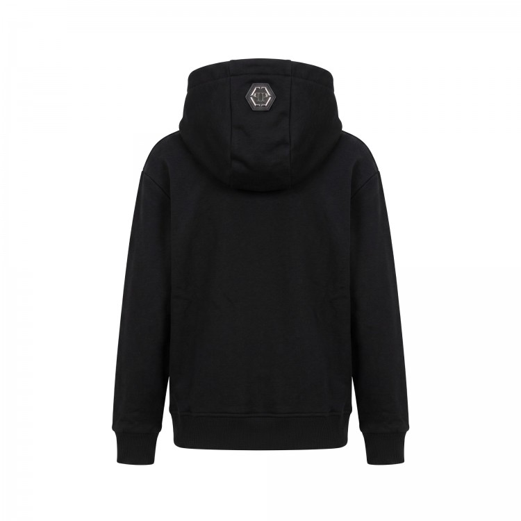 PHILIPP PLEIN Felpa nera orso con cappuccio bambino