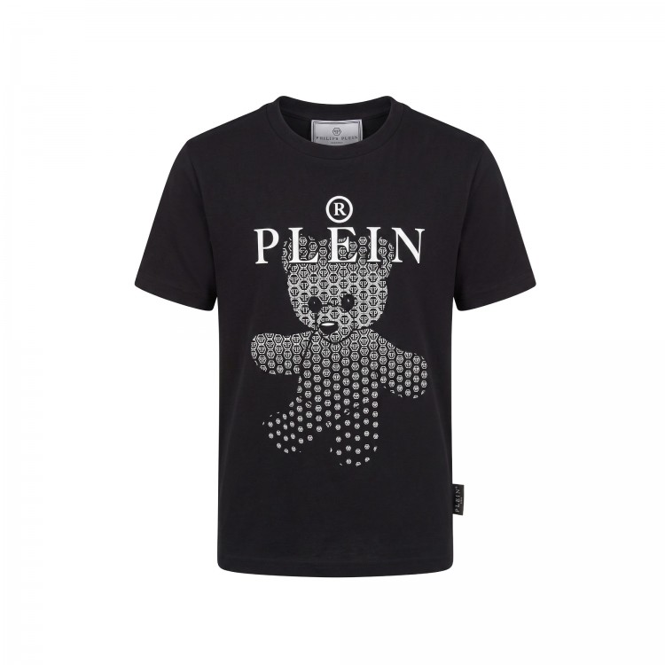 PHILIPP PLEIN T-shirt nera con orso bambino