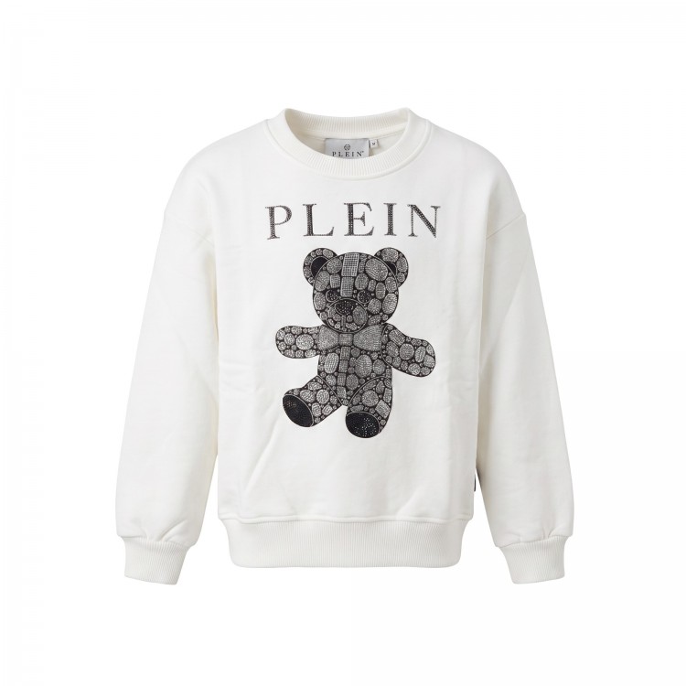 PHILIPP PLEIN Felpa bianca orso strass bambina