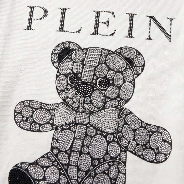 PHILIPP PLEIN Felpa bianca orso strass bambina