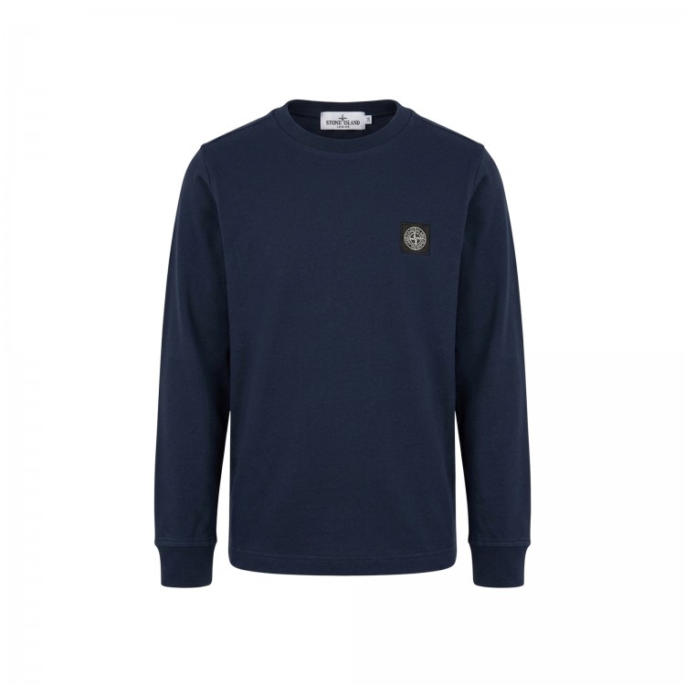STONE ISLAND T-shirt blu navy maniche lunghe bambini