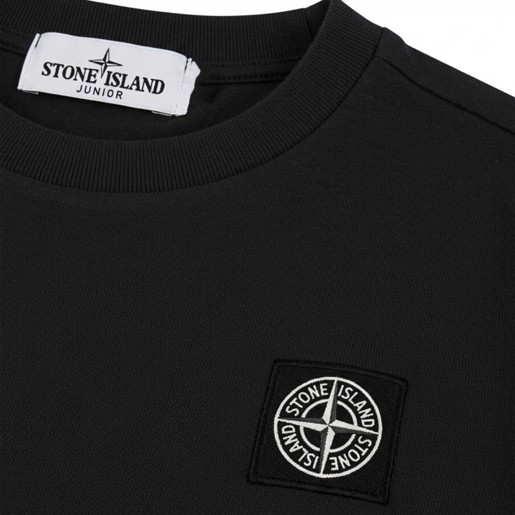 STONE ISLAND T-shirt nera maniche lunghe bambini