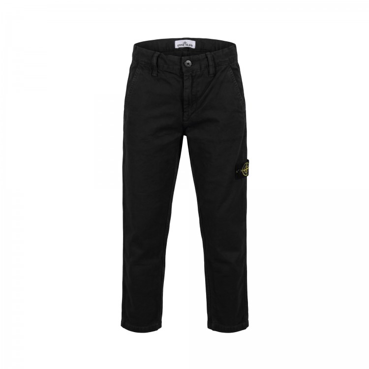 STONE ISLAND Pantaloni neri regular bambino