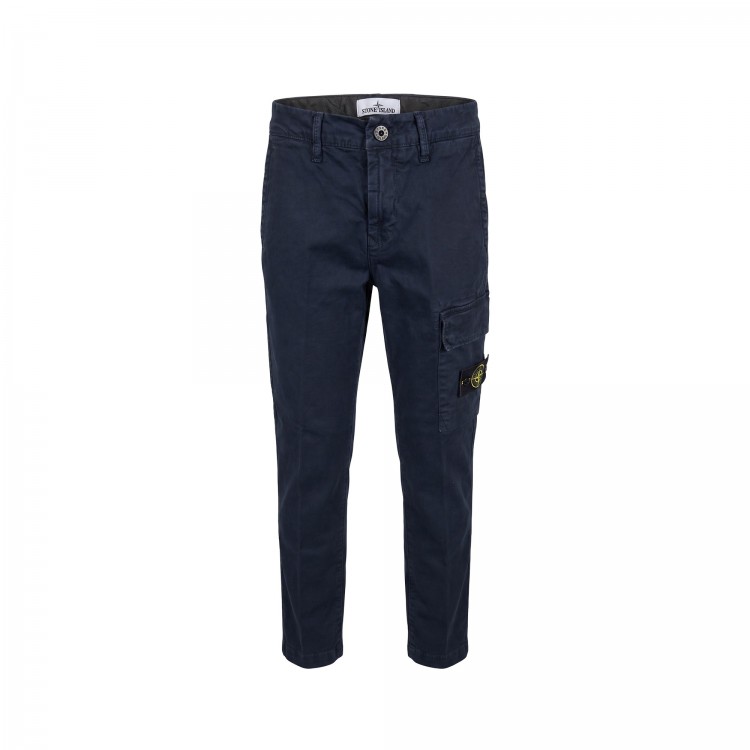 STONE ISLAND Pantaloni blu navy slim fit bambino