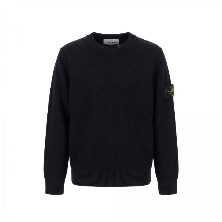 STONE ISLAND Maglia nera girocollo bambini