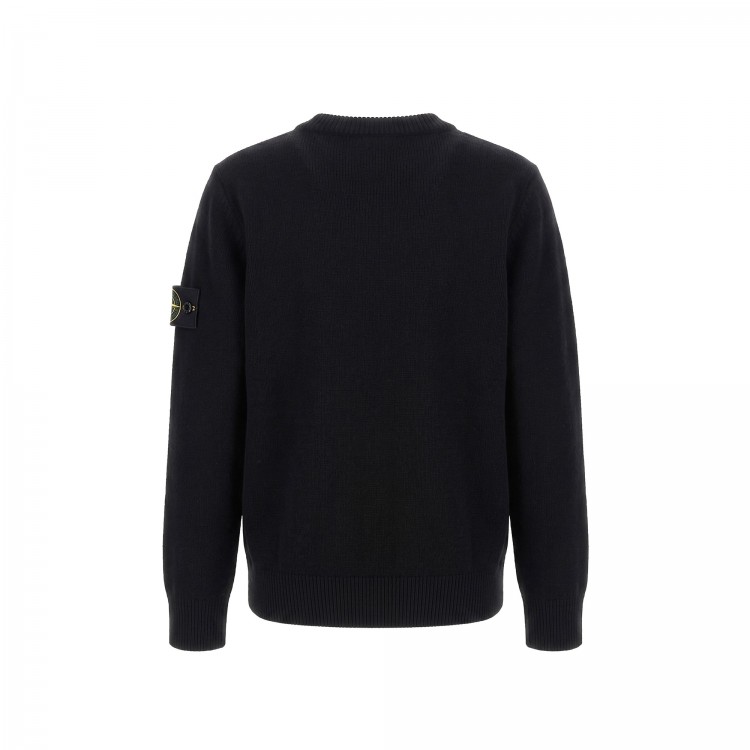 STONE ISLAND Maglia nera girocollo bambini
