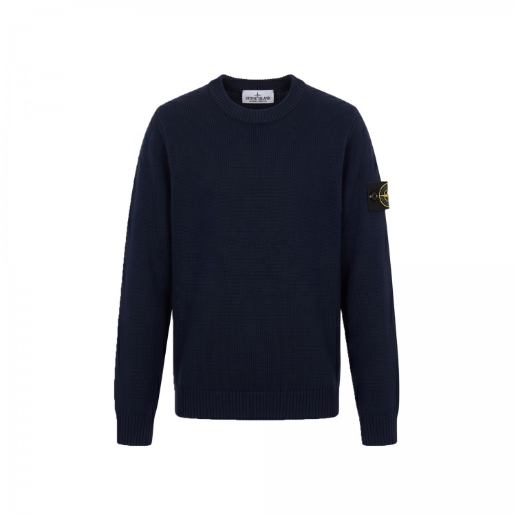 STONE ISLAND Maglia blu navy girocollo in lana bambini