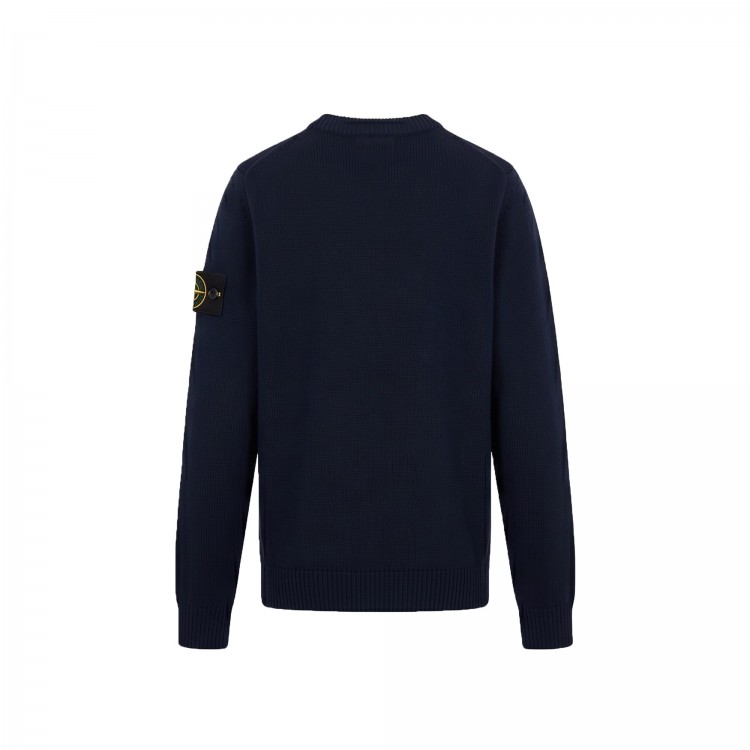 STONE ISLAND Maglia blu navy girocollo in lana bambini