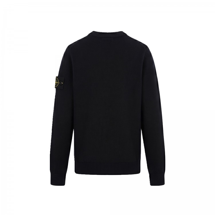 STONE ISLAND Maglia nera girocollo in lana bambini