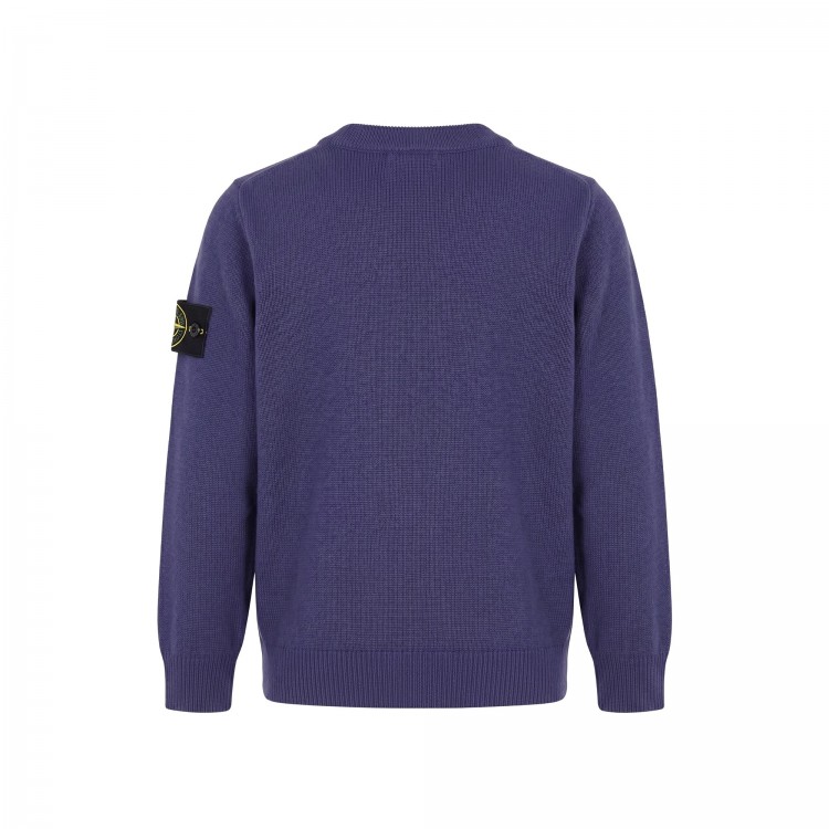 STONE ISLAND Maglia blu girocollo in lana bambini