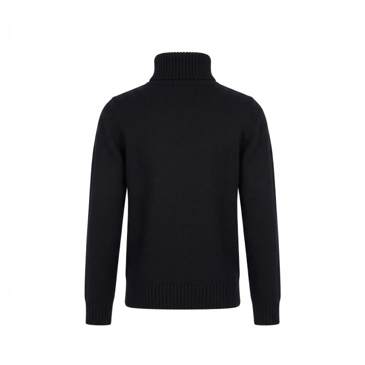 STONE ISLAND Maglia nera a collo alto in lana bambini