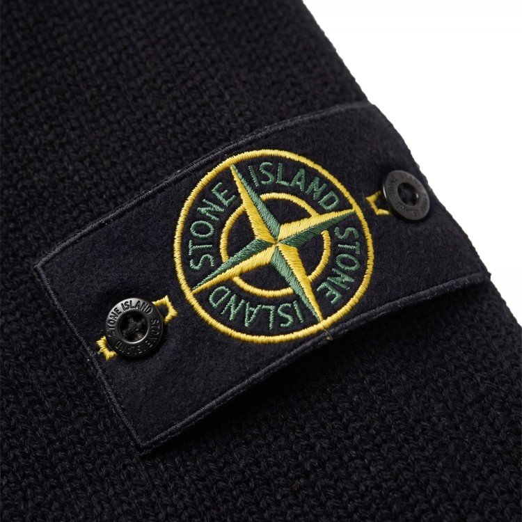 STONE ISLAND Maglia nera a collo alto in lana bambini