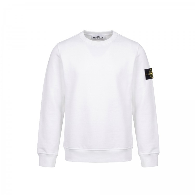 STONE ISLAND Felpa bianca girocollo bambini