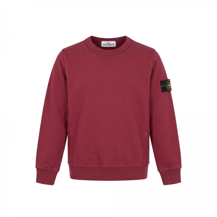 STONE ISLAND Felpa bordeaux girocollo bambini
