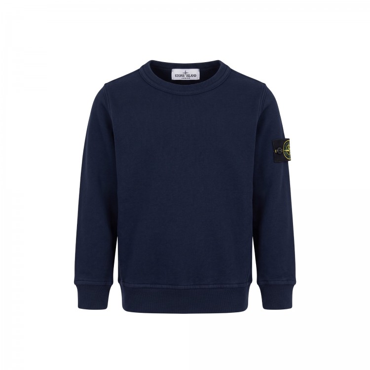 STONE ISLAND Felpa blu navy girocollo bambini