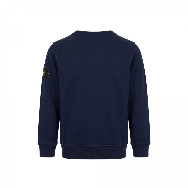 STONE ISLAND Felpa blu navy girocollo bambini