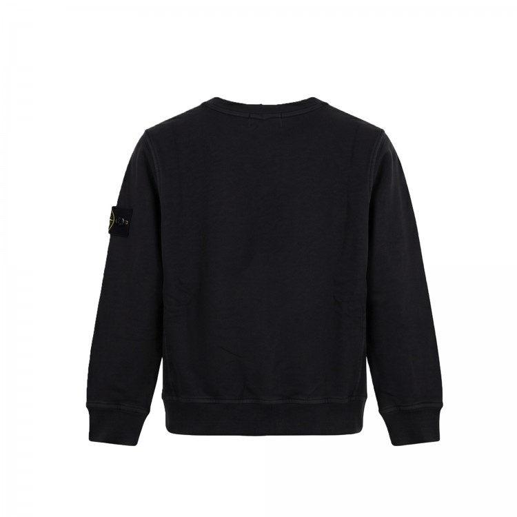 STONE ISLAND Felpa nera girocollo bambini