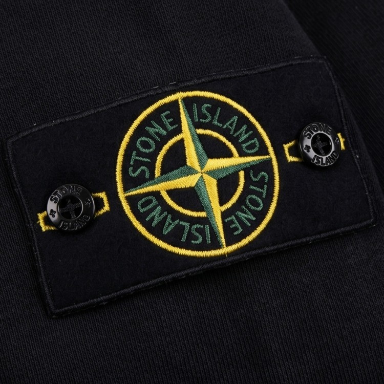 STONE ISLAND Felpa nera girocollo bambini