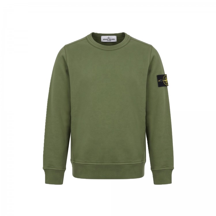 STONE ISLAND Felpa verde girocollo bambini