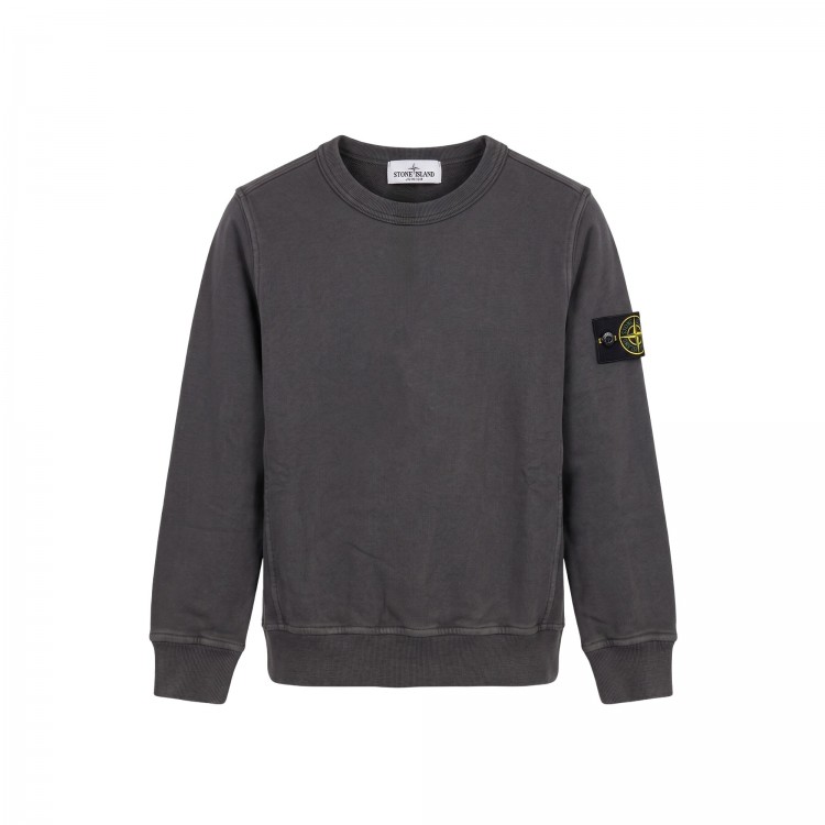 STONE ISLAND Felpa antracite girocollo bambini
