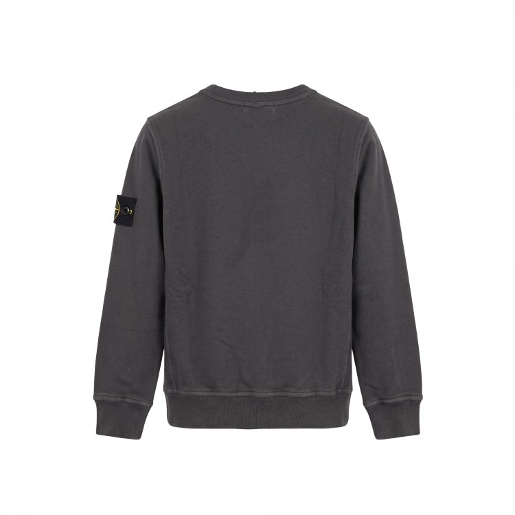 STONE ISLAND Felpa antracite girocollo bambini