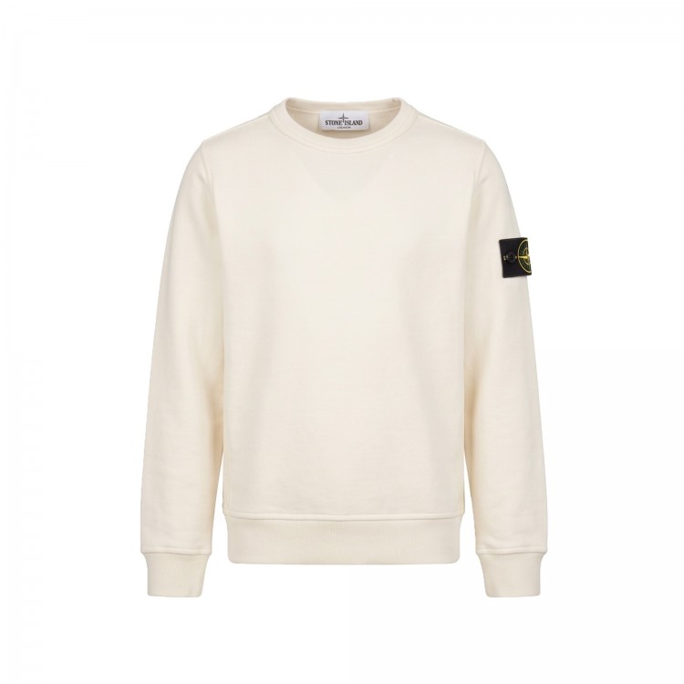 STONE ISLAND Felpa panna girocollo bambini