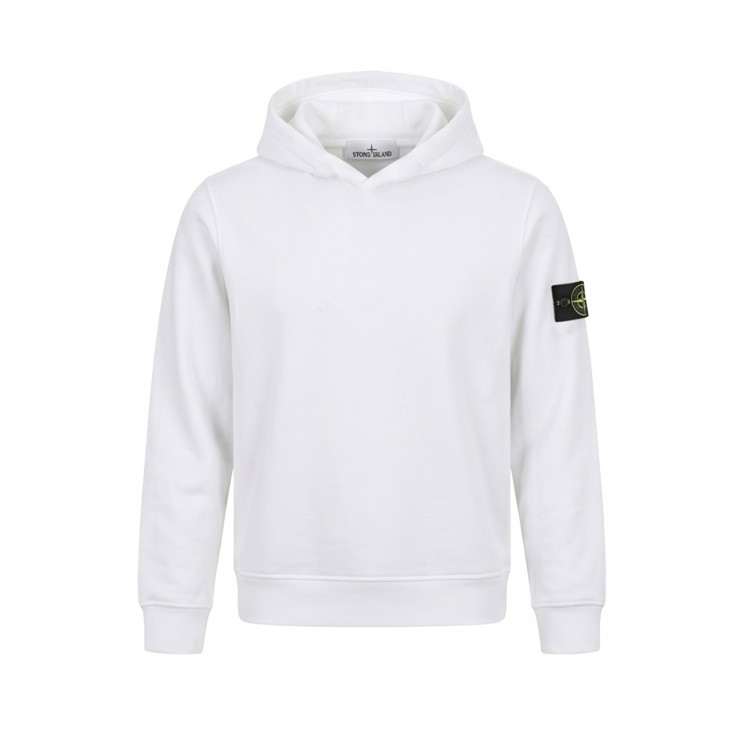 STONE ISLAND Felpa bianca con cappuccio bambini