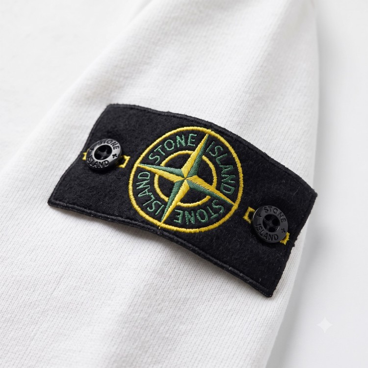 STONE ISLAND Felpa bianca con cappuccio bambini