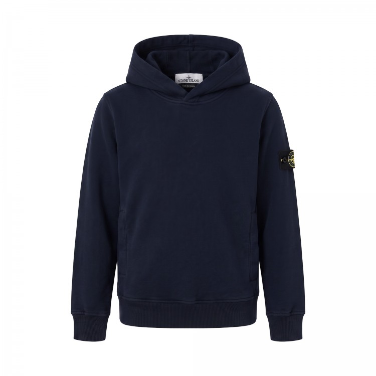 STONE ISLAND Felpa blu navy con cappuccio bambini