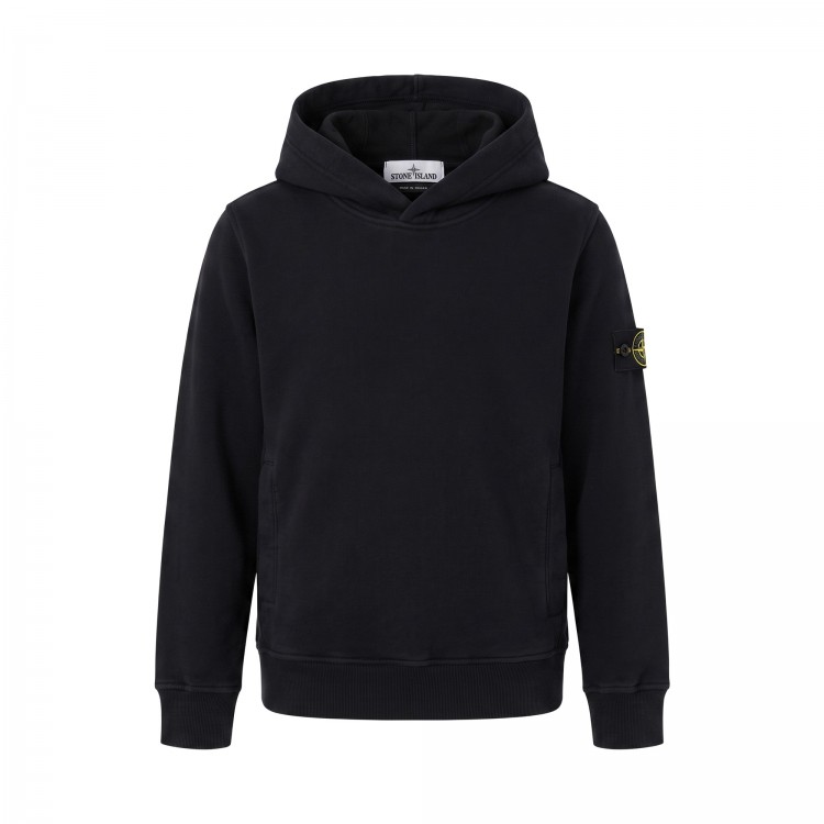 STONE ISLAND Felpa nera con cappuccio bambini