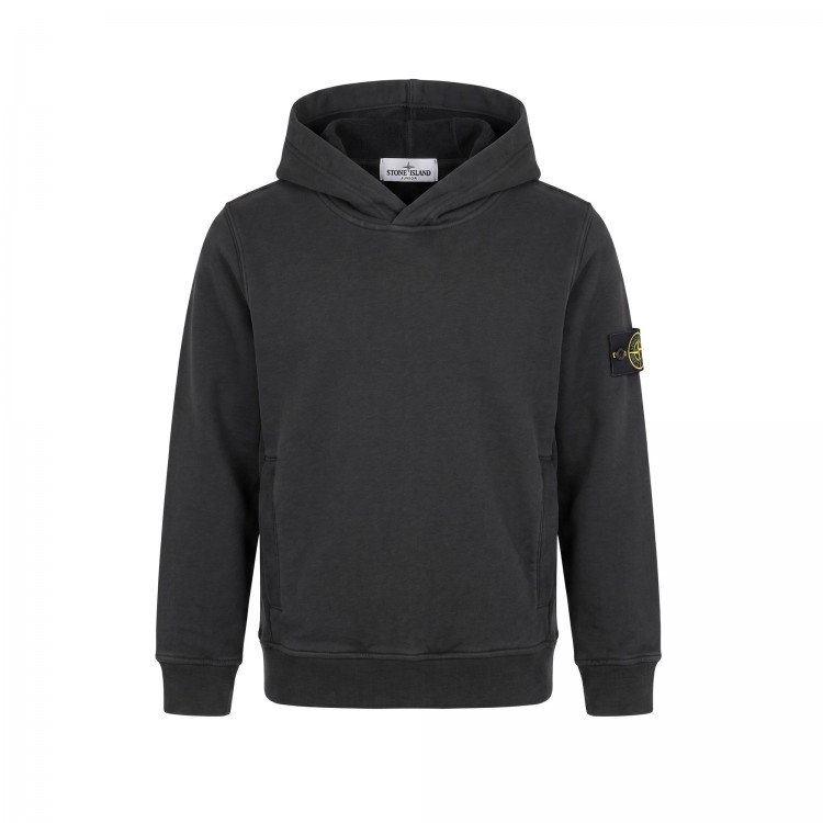 STONE ISLAND Felpa antracite con cappuccio bambini