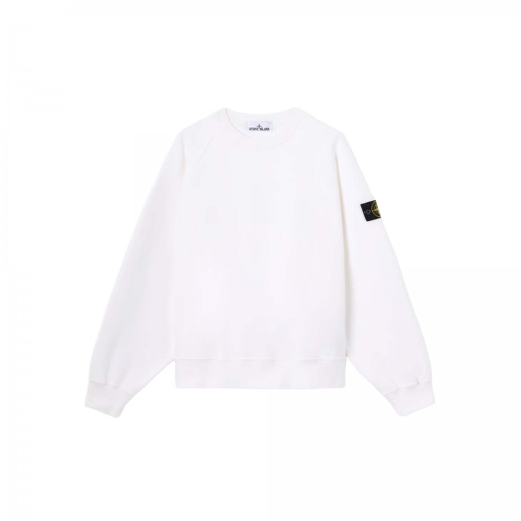 STONE ISLAND Felpa bianca girocollo bambini