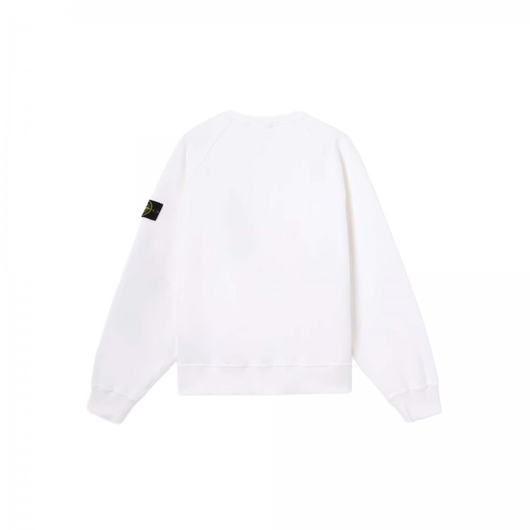STONE ISLAND Felpa bianca girocollo bambini