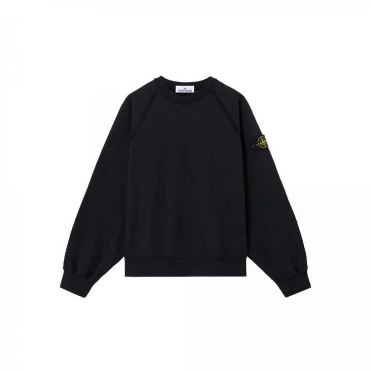 STONE ISLAND Felpa nera girocollo bambini