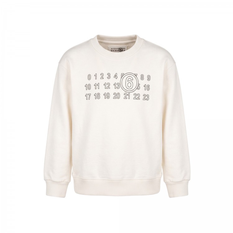 MM6 Felpa panna con stampa logo bambina