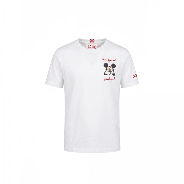 SAINT BARTH T-shirt bianca "Non farmi parlare" bambino