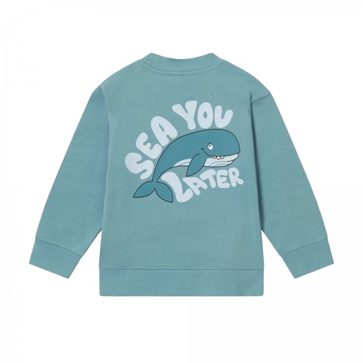 STELLA McCARTNEY Felpa celeste con stampa balena bambino