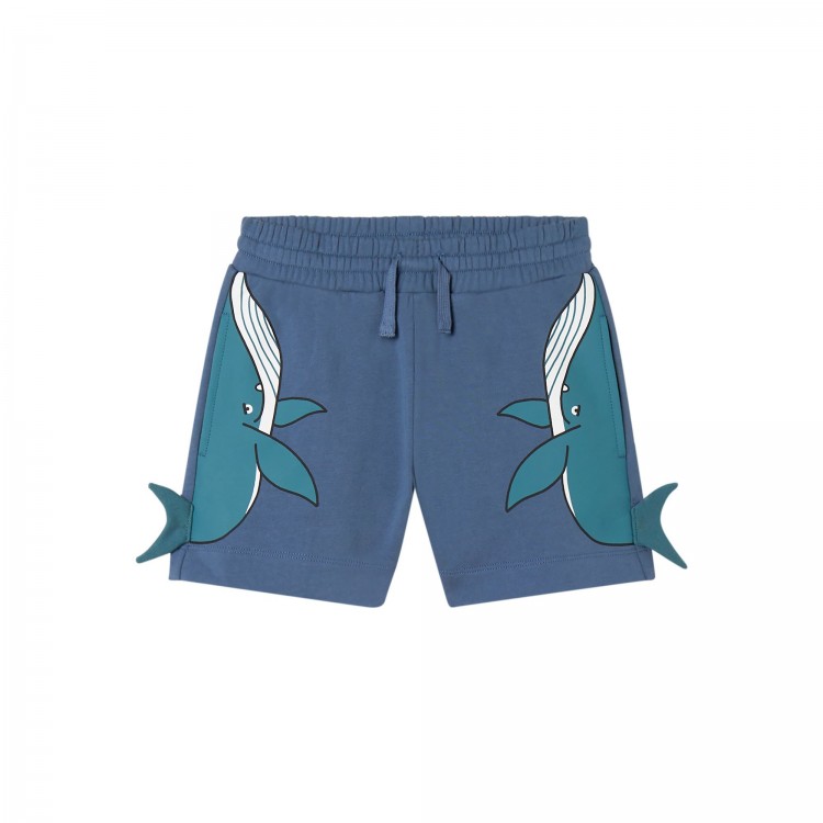 STELLA McCARTNEY Shorts blu con balene bambino