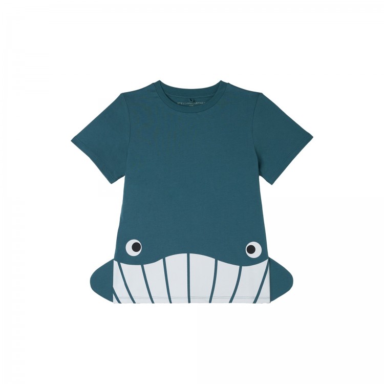 STELLA McCARTNEY T-shirt blu con balena bambino