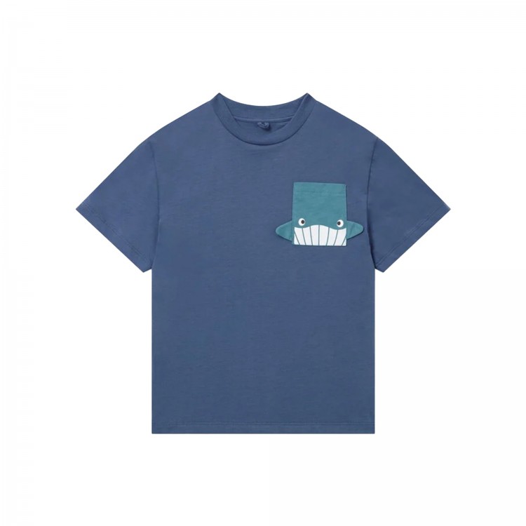 STELLA McCARTNEY T-shirt blu con taschino balena bambino